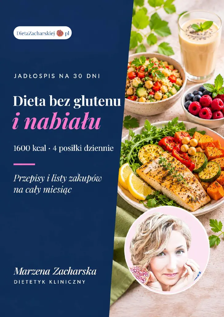 Okładka jadłospisu Dieta bez glutenu i nabiału – 30 dni, 1600 kcal